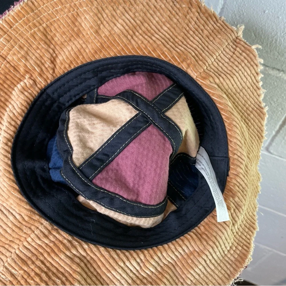 Urban Outfitters Patchwork Corduroy Bucket Hat in Mustard, Burgundy & Navy